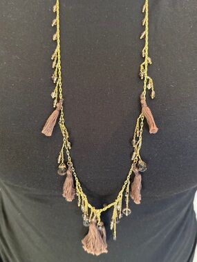 NWT Chan Luu Necklace with Brown tassels and beads